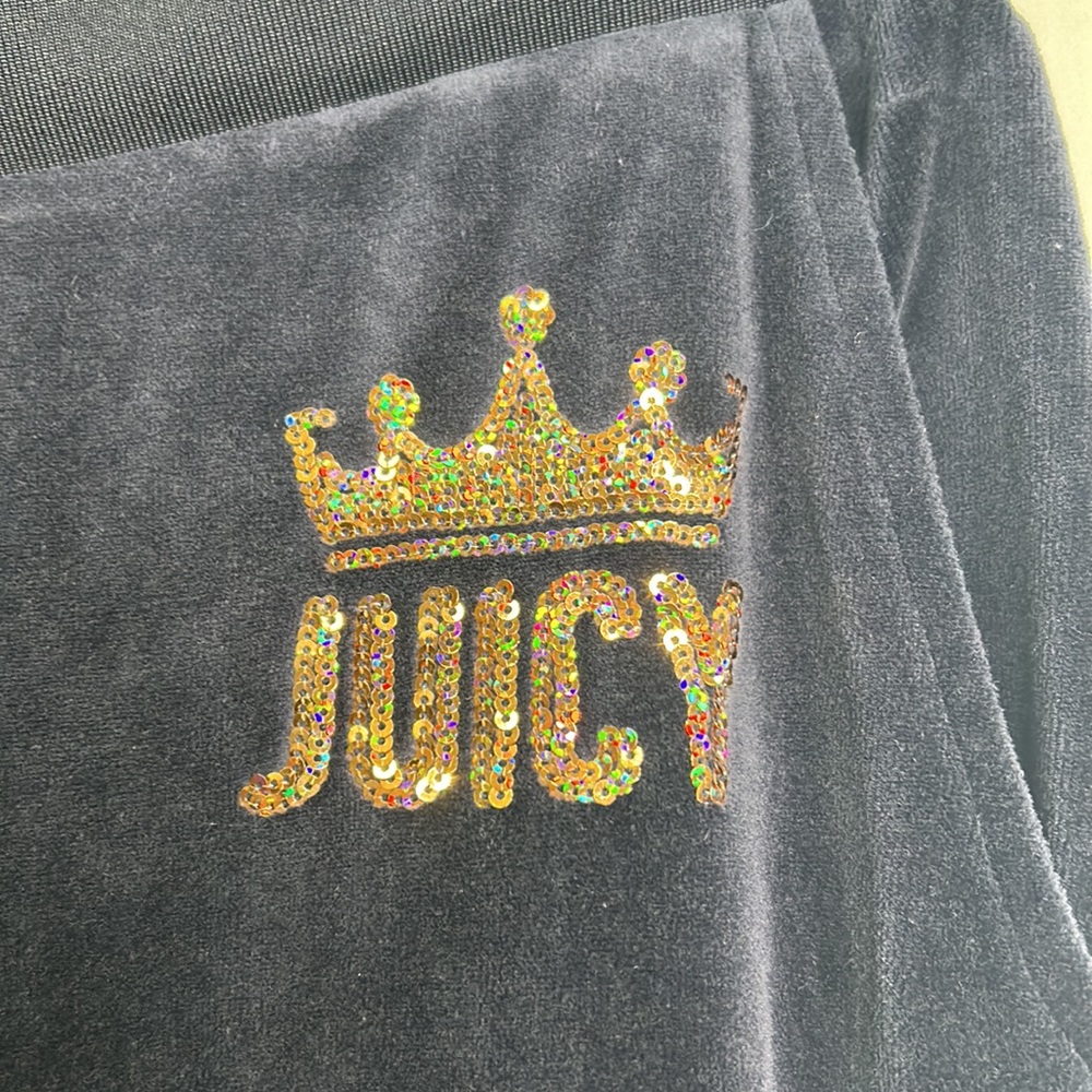 Juicy Couture velour pocketed drawstring sequin bling joggers - Picture 4 of 9